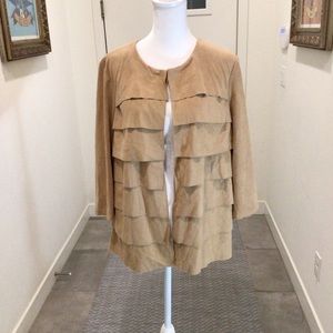 CHICO’S “TRAVELERS COLLECTION” FAUX SUEDE TAN JACKET